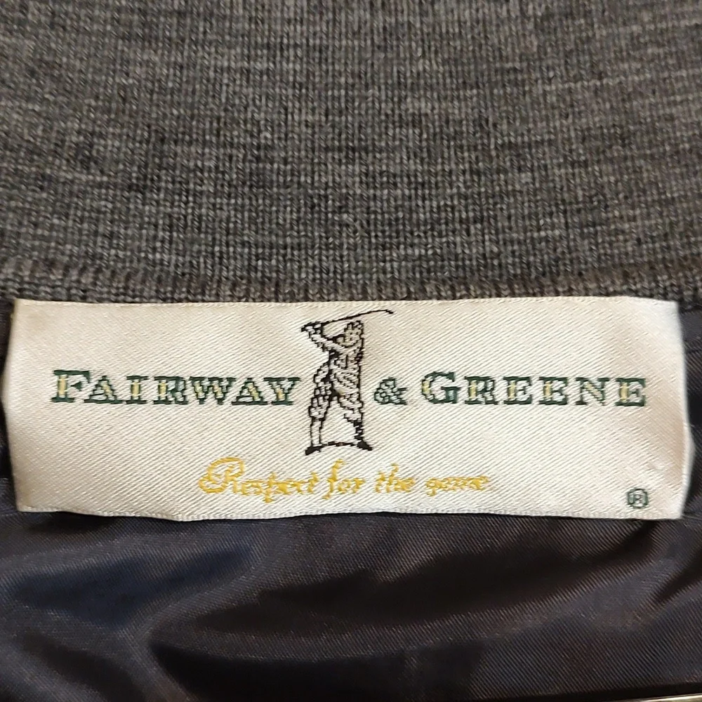 Fairway & Greene Mens 100% Wool Quarter Zip Windsweater Charcoal Heather Size M